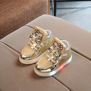 Baby Girl Hello Kitty Running Cartoon Printed Cute LED Shoes (3)