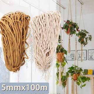 5mmx100m Braided Cotton Rope Twisted Cord Rope DIY Craft Macrame Woven String Home Textile