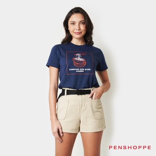 Penshoppe Women's Forever And Ever Ramen Relaxed Fit Tee (Navy Blue)