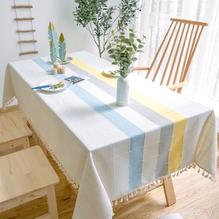 【Selected tablecloth】Modern simple Plaid rectangular cloth tablecloth photo decoration round table mesh plaid cloth
