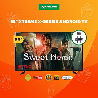 XTREME 55-inch Android 10.0 4K Ultra HD Frameless LED TV with Free Wall Bracket (Black) [MF-5500SA]