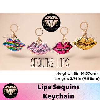 Lips Sequins keychain bag charm accessory packed in individual plastic