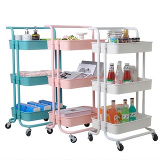〔ST〕3-Tier Kitchen Organizer Trolley Utility Cart ABS Tray and Carbon Steel Tube Cart