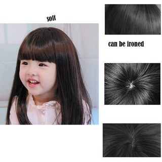 SF Lovely Boys Girls Hair Natural Wig Black long straight Full Head Children Wigs Kids Daily Hairpiece (3)