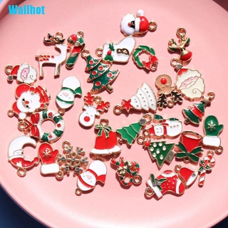 Wallhot♤ Christmas Mixed Enamel Santa Claus Tree Charms Pendants DIY Jewelry Making Craft