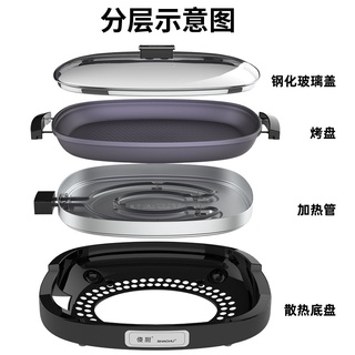 ☊✠Silly Kitchen Multi-function Frying Pan Electric Hot Pot Plug-in Electric Non-stick Pan All-in-one