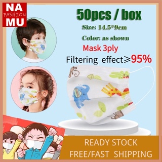 NAMU [ With Box ] 50PCS-Kids Mask 3Ply Disposable Surgical face Mask