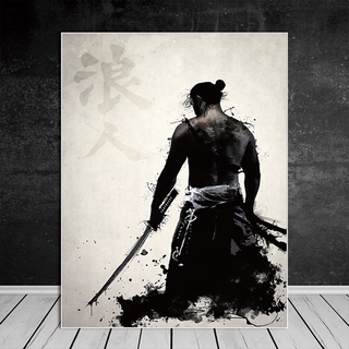 Japanese Samurai Canvas Painting Modern Wall Art Pictures Cuadros for Living Room HD Home Decoration No Frame