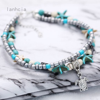 Lanhcia Vintage Shell Starfish Anklets For Women Multi Layer Anklet Leg Bracelet Handmade Bohemian Jewelry