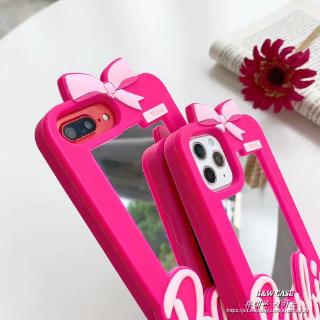 For iPhone 12 11 Pro Max IX XS Max XR i7 I8 i6 i6s plus Apple case Fashion mirror mobile phone case silicone full cover Cute Pink Barbie (9)