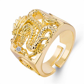 Crown Jewelry 24k Korean Fashion Jewelry Dragon Adjustable Ring PR07