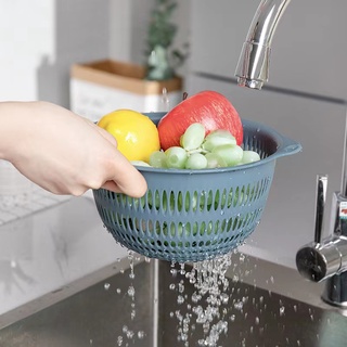 Plastic vegetable storage washing basket 2 Layer Kitchen Fruit shaped Sink Colander Strainer (7)