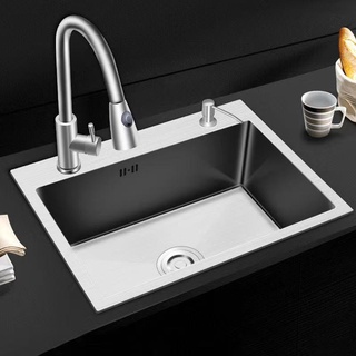 Stainless Sink SUS304 Stainless Kitchen Sink Laundry Basin Single Bowl Silver Handmade Nano Sink
