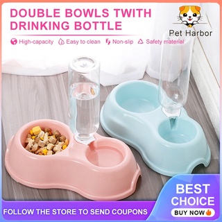 Pet Bowl Cat Bowl Dog Bowl 2 in 1 Food Bowl Drinking Bottle Set Puppy Kitty Food Bowls Water Bowl (1)