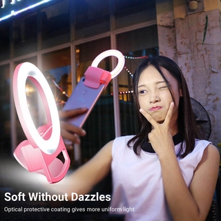 ☀☞IN STOCK Portable Selfie Ring Light with Rechargeable Battery and Dimmer Clip-on Mini LED Beauty Ring Light with White/Warm/Neutral Lights for Phone Laptop Computer Tablet