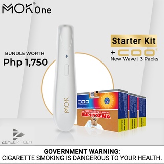 MOK One Heat-Not-Burn Device (White) + COO 3 Packs of Heat-Not-Burn Sticks (New Wave) (1)