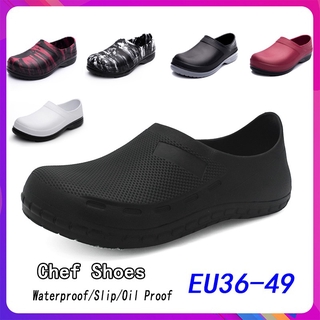 Men's Chef Kitchen Working Slippers Breathable Mules Clogs Men Anti-slip Hosptial Shoes Water Shoes