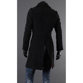 Men's Slim Stylish Trench Coat Winter Long Jacket Double Breasted Overcoat (7)