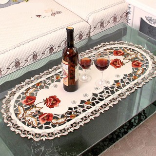 High Quality Embroidered Table Cloth Home 40*85cm Party Oval Vintage DecorationDining Tablecloth (1)