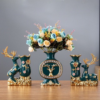 Northern European-Style High-End Ceramic Vase Lucky Deer Decoration European-Style Fulu Creative TV Cabinet Wine Cabinet Home Gift