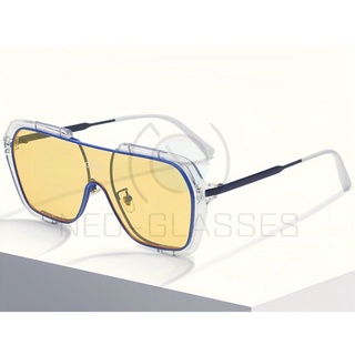 2021 New catwalk large frame square personality sunglasses girl decorated transparent