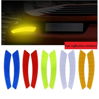 2pcs Car Stickers Wheel Eyebrow Reflective Warning Strip Safety Warning Light Reflector Protective Strips