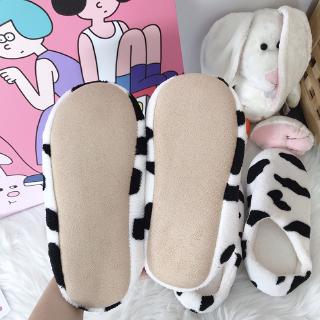 Fun Study⭐Korean Cute Cow Print Slippers Girl Heart White Print Milk Slippers (5)