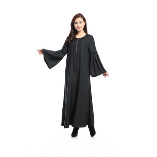 Women's Muslim Dress Muslim long sleeve dress Loose Robe Pure Color Robe (5)