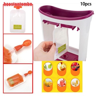 [haostontombn]10PCS Resealable Fresh Squeezed Pouches Baby Weaning Food Puree Reusable Squeeze