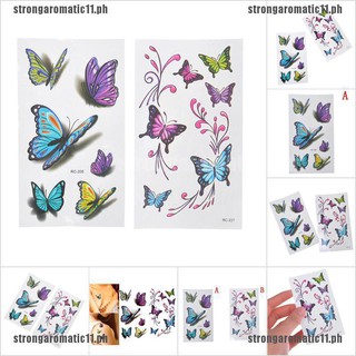 COD【stro】3D Tattoo Decals Waterproof Temporary Sticker Butterfly Pattern
