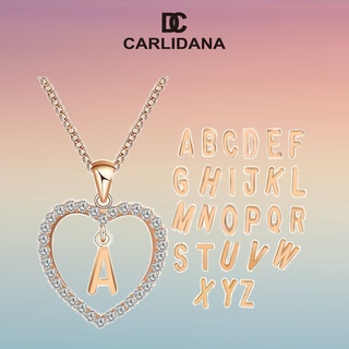 CARLIDANA 26 English Letter Necklace Elegant Super Fairy Name Peach Heart Pendant