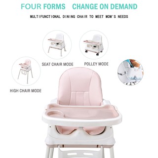 Baby Dining Chair Adjustable Feeding High Chair with Feeding Tray Foldable (7)