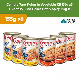 Century Tuna Flakes in Vegetable Oil 155g x3 + Century Tuna Flakes Hot & Spicy 155g x3