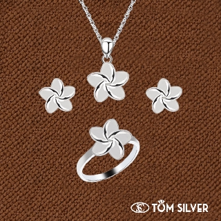 Tom Silver 92.5 Italy Sterling Silver Cute Flower Ladies SET190 (2)