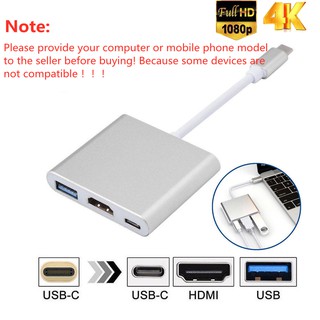 Discount 3 IN 1 USB C Type C to HDMI Adapter 4K USB 3.0 Port with Type-C Power (PD) Output Port