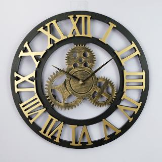 Round Gear Wall Hanging Clock American-style Vintage Roman Living Room Creative