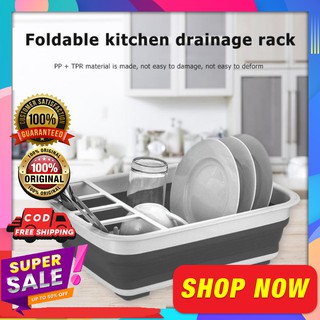 Original New Foldable Dish Rack Kitchen Storage Holder Drainer Bowl Tableware Plate Portable Drying