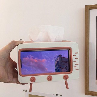 RM Multifunctional tissue box mobile phone holder creative retro TV watch stand