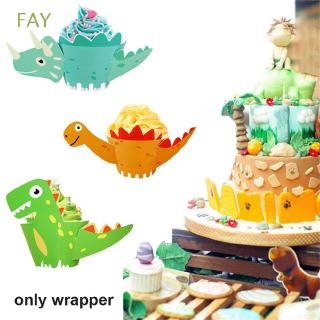 FAY 12pcs/lot Baby Shower Laser Cut Dinosaur Cupcake Wrapper