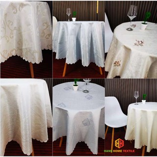 Table Cloth Waterproof Vinyl Elegant Classy Round Table Cover Wipeable Table Cover for Dining B-405