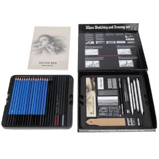[Ready Stock] 50Pcs Drawing Sketch Set Charcoal Pencil Eraser Art Craft Painting Sketching Kit (5)
