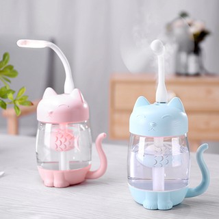 3 in 1 350ML USB Cat Air Humidifier Ultrasonic Cool-Mist Adorable Mini Humidifier With LED Light
