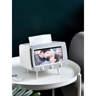 4k HD TV BoxSmart box▧Cute TV Shape Tissue Box Storage Multifunctional with Cellphone Mobile Stand H