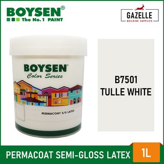 Boysen Permacoat Semi-Gloss Latex Paint Tulle White B7501- 1 Liter