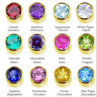 us 10 k birthstone lucky color stone stud earring LARGE
