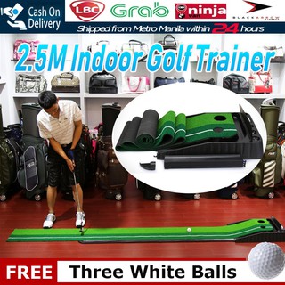 2.5M Indoor Golf Putting Trainer Portable Golf Practice Putting Mat Golf Putter Trainer