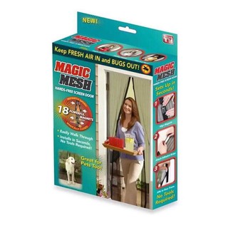 Magic Mesh New and Improved Hands Free Magnetic Screen Fits Doors Up to Up to, 83” x 39”, (Black) (1)
