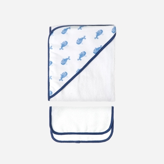 Baby Company Little Steps Hooded Towel and Wash Cloth Set – Whale