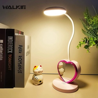 WALKIE LED Desk Lamp for Kids, Small Desk Lamp with USB Charging Port & Pen Holder and Phone Stand, Cute Lamp with 2 Color Modes,Eye-Caring Study Table Lamp Pink for Girls College Dorm Bedroom Reading