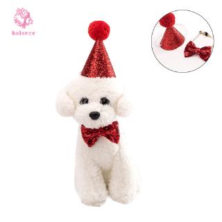 Ready stock Pet Dog Cat Puppy Collar Bowknot Hat Adjustable Sequin For Christmas Birthday Party (7)
